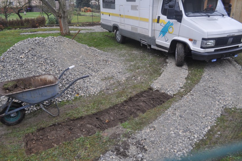 Carportbau Wohnmobil Eingraben Schottern Wohnmobil